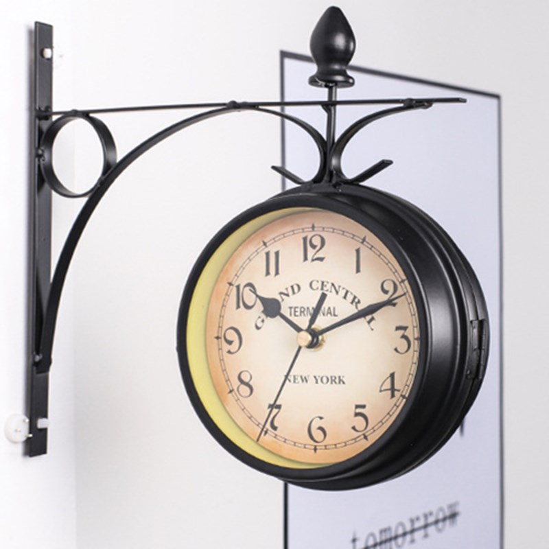 European-style Double-sided Wall Clock Creative Classic Clocks Home Living Rom Decor Vintage Wall Clock Outdoor Garden Wall Art